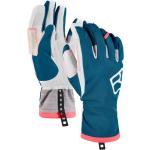 Petrolfarbene Ortovox Tour Touchscreen-Handschuhe aus Leder für Damen Größe XS 