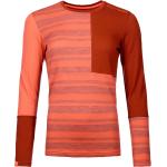 Orange Nachhaltige Langärmelige Gestreifte Color Blocking Ortovox Rock ´N´Wool Longsleeves & Langarmshirts aus Wolle für Damen Größe S 