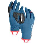 Blaue Winddichte Ortovox Damensporthandschuhe aus Elastan Größe 10 