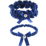 Blaue Elegante Strumpfbänder aus Spitze für Damen 