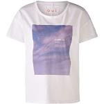 Oui Damen T-Shirt in Biobaumwolle lässig geschnitten Platziertes Motiv Freizeit, Lounge/Homewear V-Ausschnitt Blende Baumwolle