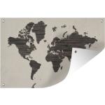 Braune Sichtschutze Weltkarte aus Holz 