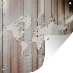 Braune Sichtschutze Weltkarte aus Holz 