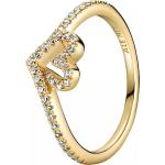 Cremefarbene PANDORA Timeless Ringe mit Herz aus Gold 14K für Damen 