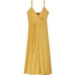 Gelbe Knielange Sommerkleider aus Baumwolle für Damen Größe L 