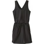 Schwarze Boho Patagonia Bluesign Kurze Nachhaltige U-Ausschnitt Sommerkleider aus Polyester für Damen Größe L 