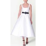Weiße Carolina Herrera Wadenlange | Midi eckigem Ausschnitt Frühlingskleider aus Polyester für Damen zur Hochzeit 