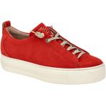 Rote Paul Green Plateau Sneaker aus Veloursleder mit herausnehmbarem Fußbett für Damen Größe 41,5 