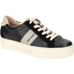 Schwarze Paul Green Plateau Sneaker mit Glitzer Schnürung aus Glattleder mit herausnehmbarem Fußbett für Damen Größe 41,5 