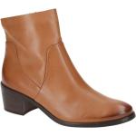 Reduzierte Cognacfarbene Paul Green Blockabsatz Ankle Boots Reißverschluss aus Glattleder mit herausnehmbarem Fußbett für Damen mit Absatzhöhe 5cm bis 7cm 