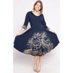 Mitternachtsblaue Print Elegante Bio Druckkleider & bedruckte Kleider aus Elastan für Damen 