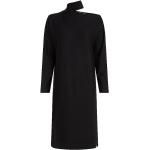 Reduzierte Schwarze Langärmelige Wadenlange | Midi Stehkragen Winterkleider aus Jersey für Damen Größe XS 