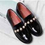 Schwarze Oxford Schuhe mit Perlen für Damen Größe 34 