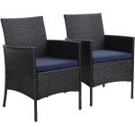 PHIVILLA 2er Rattan Stuhl mit Kissen aus Polyrattan und Stahlrahmen Gartenstuhl für Gartenbalkon Wasserdicht