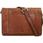 Braune Business Piké Messenger Bags aus Leder mit Laptopfach für Damen 