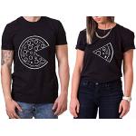 Schwarze Print T-Shirts Pizza maschinenwaschbar für Damen Größe M zum Valentinstag 