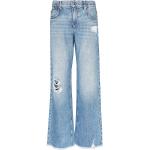 Reduzierte Hellblaue Baggy Jeans mit Fransen aus Denim für Damen 