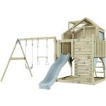 Eisblaue Spieltürme & Stelzenhäuser aus Holz mit Leiter 