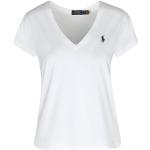 Weiße Kurzärmelige Ralph Lauren Polo Ralph Lauren V-Ausschnitt V-Shirts aus Baumwolle für Damen Größe XL 