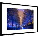 MuchoWow® Gerahmtes Poster Das bunte London Eye zwischen den Bäumen in London 90x60 cm - Poster mit Schwarzem Bilderrahmen Wandposter Rahmen Foto Bilder - Wanddekoration - Fotos