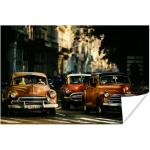 MuchoWow® Poster Kuba - Cadillacs - Oldtimer im Morgenlicht 180x120 cm - Fotoplakat
