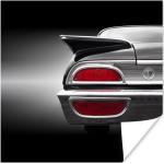 MuchoWow® Poster Oldtimer - Cadillac - Stoßstange - Rückansicht eines grauen klassischen amerikanischen Autos 100x100 cm - Babyzimmer