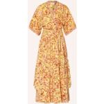 Reduzierte Gelbe 3/4-ärmelige Maxi Strandkleider aus Viskose für Damen Größe XS 