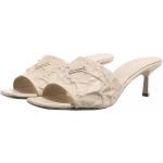 Prada Sandalen - Logo Plaque Slip On Heeled Sandals - Gr. 39,5 (EU) - in Beige - für Damen