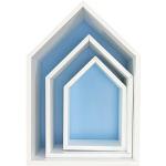 Puckdaddy Hausregal Elise in Blau, 3er-Set – dekorative Regale im Haus-Design, Kinderzimmer-Regal