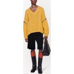 Gelbe Gucci V-Ausschnitt Herrenstrickpullover aus Wolle Größe M 