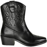 Schwarze Blockabsatz Cowboystiefel & Westernstiefel Reißverschluss aus Leder für Damen Größe 40 mit Absatzhöhe 5cm bis 7cm 
