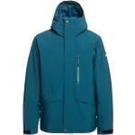Blaue Melierte Wasserdichte Quiksilver Snowboardjacken aus Polyester mit Kapuze für Herren Größe XL 