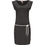 Schwarze Print Kurzärmelige RAGWEAR Mini Strandkleider aus Jersey für Damen Größe S 