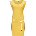 Gelbe Melierte Kurzärmelige RAGWEAR Mini Strandkleider aus Jersey für Damen Größe L 