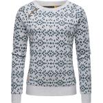 Graue Print Langärmelige RAGWEAR Rundhals-Auschnitt Rundhals-Pullover aus Baumwolle für Damen Größe 4 XL Große Größen 