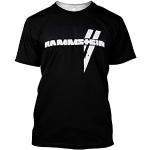 Rammstein Herren T-Shirt Weisse Balken Offizielles Band Merchandise Fan Shirt schwarz mit einfarbigem Front und Back Schaumdruck (S, Schwarz)