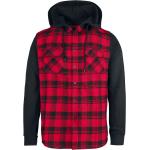 RED by EMP Hooded Checked Flanell Flanellhemd schwarz rot
