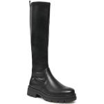 Schwarze REFRESH Blockabsatz Stiefel mit Absatz Reißverschluss aus Kunstleder für Damen Größe 39 mit Absatzhöhe bis 3cm 