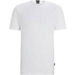 Weiße HUGO BOSS BOSS T-Shirts aus Leinen für Herren Größe M 