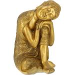 Goldene Relaxdays Gartenfiguren Buddha aus Kunststoff 