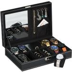 Schwarze Elegante Relaxdays Uhrenboxen & Uhrenkoffer aus Leder 