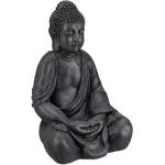 Dunkelgrau Relaxdays Gartenskulpturen Buddha aus Polyresin 