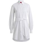 Weiße Langärmelige HUGO BOSS HUGO Frühlingskleider aus Baumwolle für Damen Größe S 