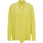 Gelbe Langärmelige HUGO BOSS BOSS Festliche Blusen aus Seide für Damen Größe S 