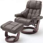 Braune Relaxsessel mit Hocker aus Leder mit verstellbarer Rückenlehne 