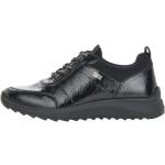 Schwarze Remonte Keil-Sneaker Schnürung aus Kunstleder mit herausnehmbarem Fußbett für Damen Größe 42 mit Absatzhöhe 5cm bis 7cm 