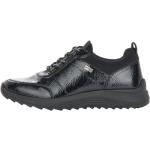 Schwarze Remonte Keil-Sneaker Schnürung aus Kunstleder mit herausnehmbarem Fußbett für Damen mit Absatzhöhe 3cm bis 5cm 