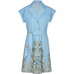 Reduzierte Blaue Kurzärmelige Riani Wadenlange | Midi Frühlingskleider aus Baumwolle für Damen Größe M 