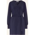 Reduzierte Königsblau Langärmelige Rich&Royal V-Ausschnitt Kleider mit Ärmel mit Gürtel aus Jersey für Damen Größe XS 