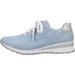 Hellblaue Rieker Keil-Sneaker Schnürung aus Kunstleder mit herausnehmbarem Fußbett für Damen Größe 42 